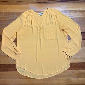 Pleione Women’s Long sleeve Semisheer Blouse Orange Sz L
